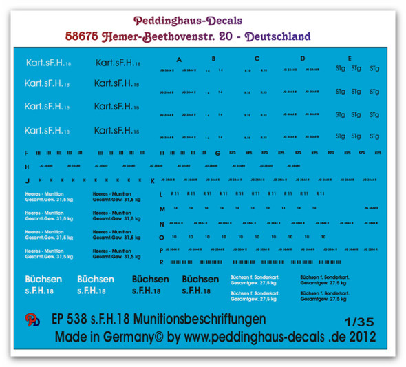 Beschriftung für 150 mm sFH 18 Munition