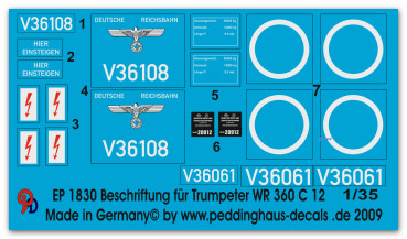 Beschriftung für Trumpeter WR 360 C 12 Diesellok