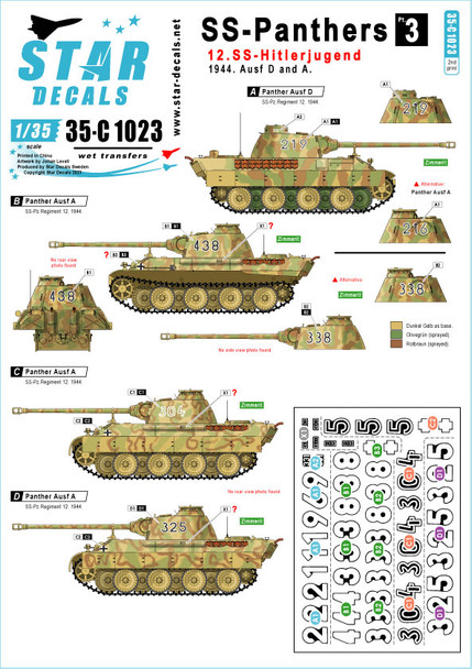 SS-Panthers # 4. 12. SS-Hitlerjugend, France and Belgium.  Ausf D and  A.   Reprinted-Available