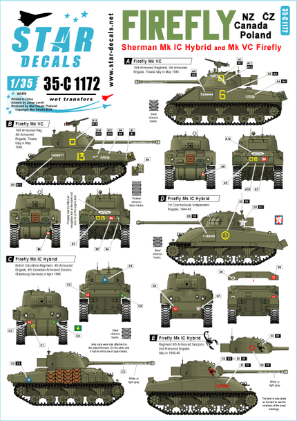 Sherman Firefly. Firefly Mk IC Hybrid, and Mk VC. Canada, Poland, NZ and Czechoslovakia.