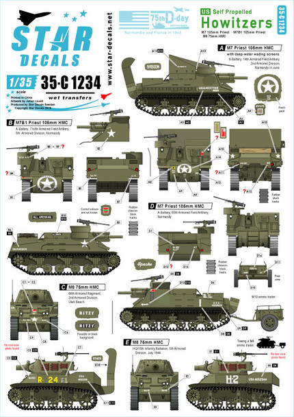 US S.P. Howitzers. M7 Priest and M8 HMC. 75th-D-Day-Special.