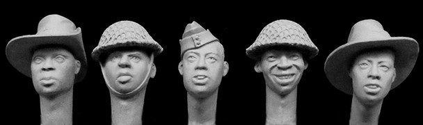 5 heads, Africans in British service WW2,