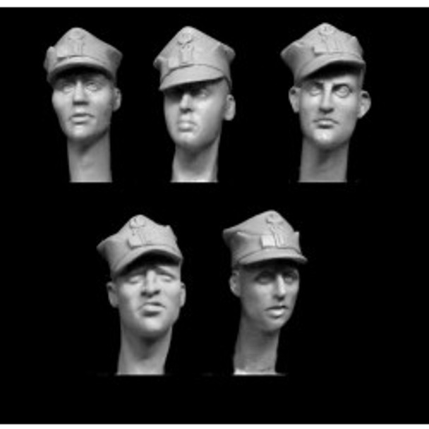 5 Heads with Polish field caps. WW2