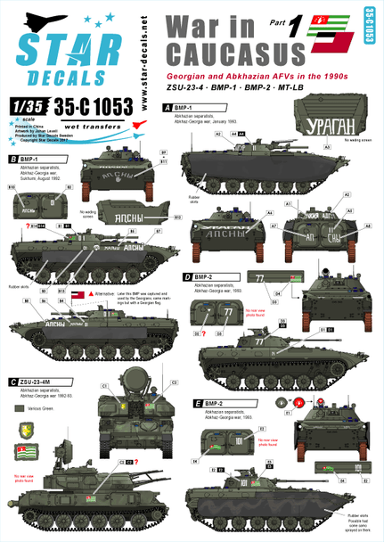 War in Caucasus # 1. Georgian and Abkhazian AFVs in 1990s War.