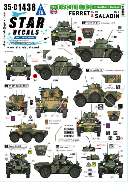 Ferret & Saladin. The Troubles in Northern Ireland. Ferret Mk 2/3 and Saladin Mk 2.