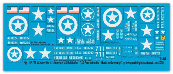 US Army markings M3- M8 and Sherman M4A1