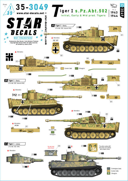 Tiger I s.Pz.Abt. 502 # 2. Initial, early and mid production Tigers 1943-44.