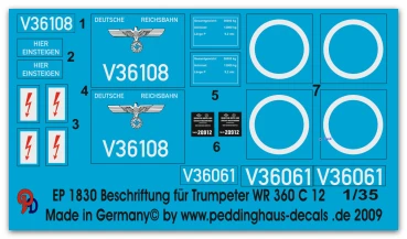 Beschriftung für Trumpeter WR 360 C 12 Diesellok