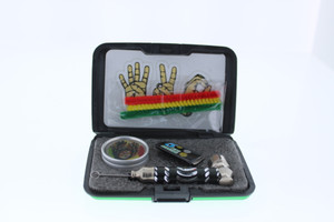 6 in 1 Tobacco Pipe Mini Kit with Hard Cover Carrying Travel Case - Green