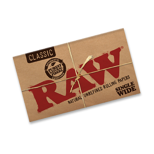 RAW NATURAL SINGLE WIDE SIZE ROLLING PAPERS - DOUBLE FEED -100per pack