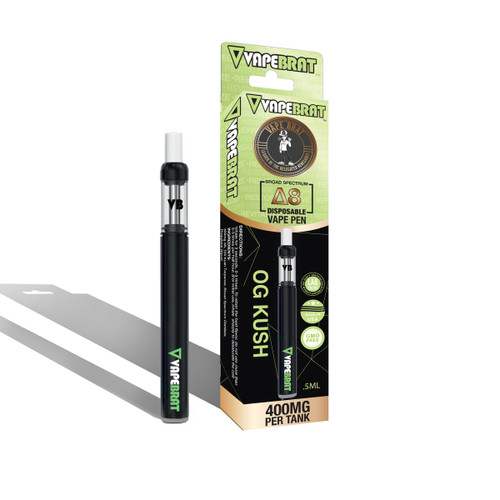 VapeBrat Delta 8 Vape Cartridge: OG Kush 400mg 5 Pack Display