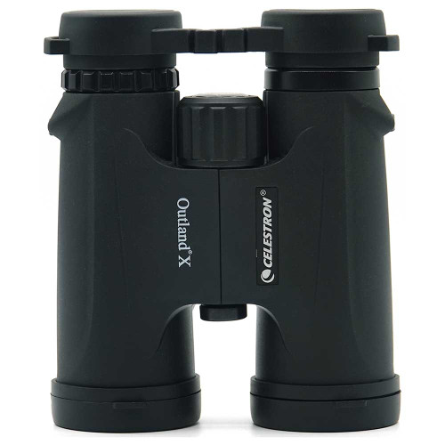 Celestron Outland X 10x42 with eyepiece covers front view