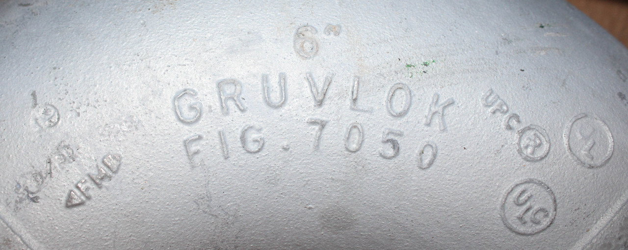 Gruvlok 0390014363 Galvanized Standard 90 deg Pipe Elbow 6" Fig 7050