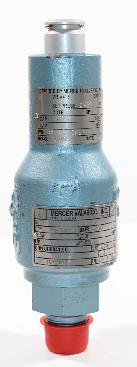 Mercer Valve 91-12C61P14C1 Relief Valve 3/4"