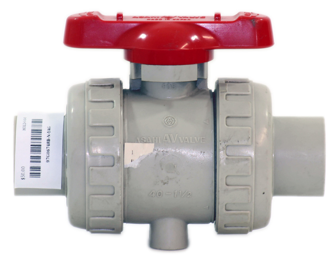 Asahi/America 97G06748B True Union Ball Valve Socket End ANS CPVC 1-1/2 Inch 150PSI 175F