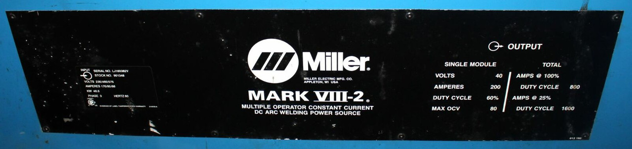 Miller 901348 Mark VIII-2 Arc Welding Power Source (Not Tested)