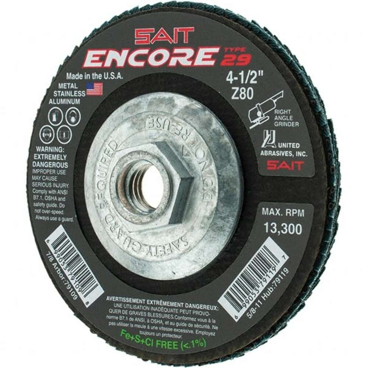 United Abrasives 79119 Encore Flap Disc 4-1/2 In. x 5/8-11 Type 29