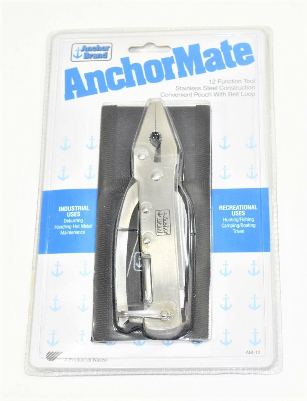 AnchorMate AM-12 12 Function Tool Stainless Steel Construction Convenient Pouch with Belt Loop