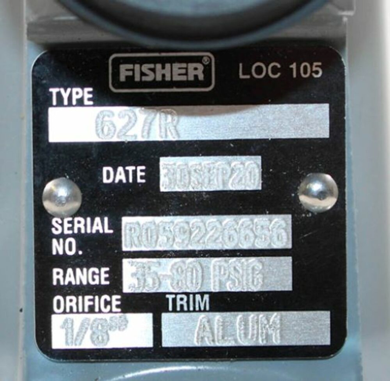 Fisher Controls 627R Pressure Reducing Regulator Orifice: 1/8"