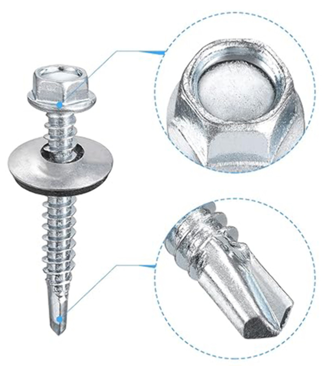 1-1/4 In Metal to Metal Purlin Screw with Rubber Washer