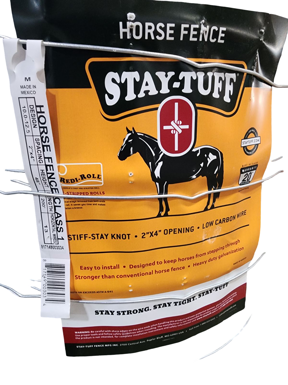 Stay‑Tuff Low Carbon Horse Fence – 200' x 48" | Class 1 Galvanized Woven Wire Fence