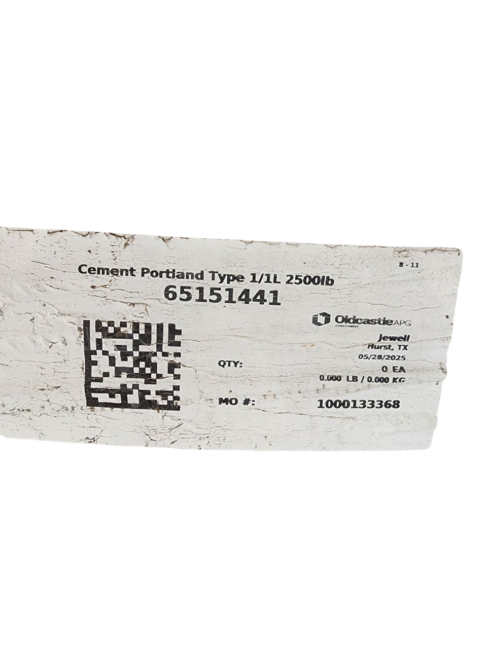 65151441 Portland Cement Type 1/1L 2500lb 