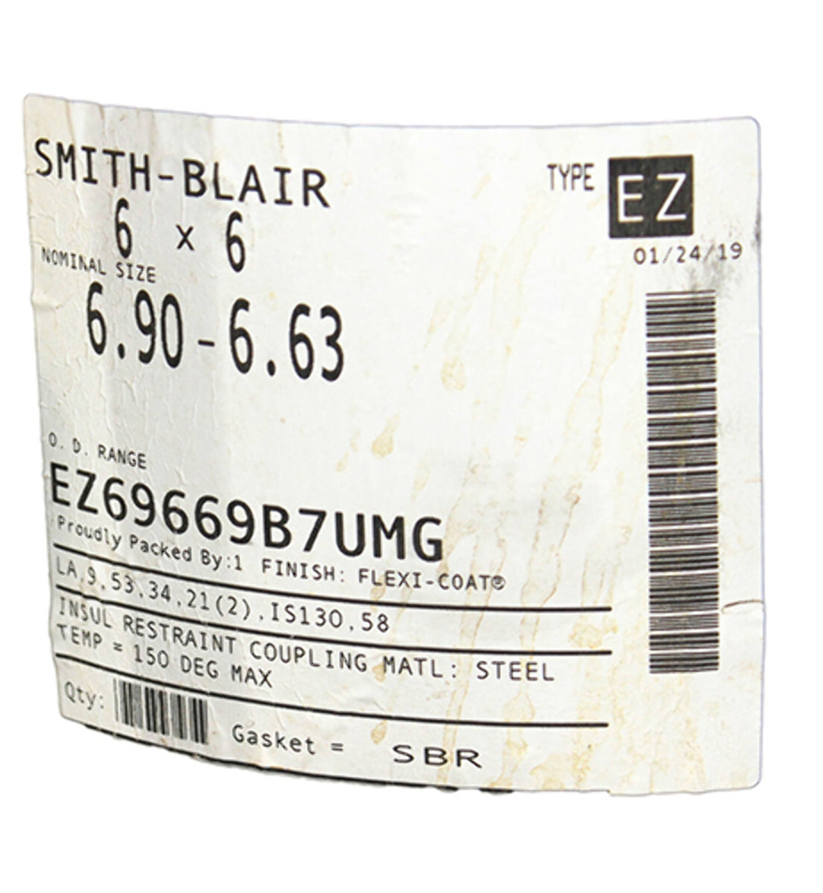Smith-Blair EZ69669B7UMG 6X6 Insulated Restraint Coupling Nominal Size: 6-9/10 - 6-63/100