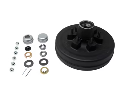 Trailer Parts Pro Complete Pre-Greased Hub-Drum Assembly, Retail Boxed, #42 Spindle, Grease or Zerk-Lube, 6K Capacity Per Pair, 6 on 5.5in Bolt Pattern, 1/2in Studs, 2.250in Seal