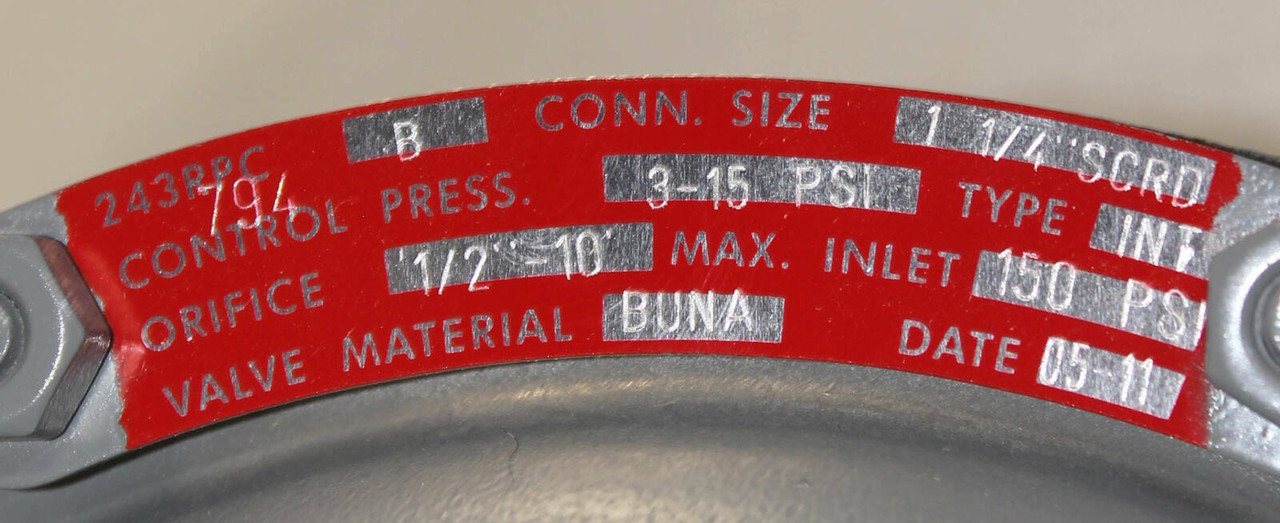 Sensus 243-RPC-B Pressure Regulator Conn Size: 1-1/4 Inch ORIFICE: 1/2-10 Inch