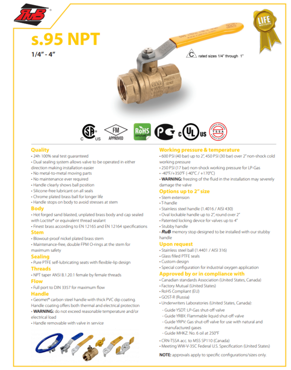 RuB CW617N Ball Valve Diameter: 2-1/2 Inch 450 CWP