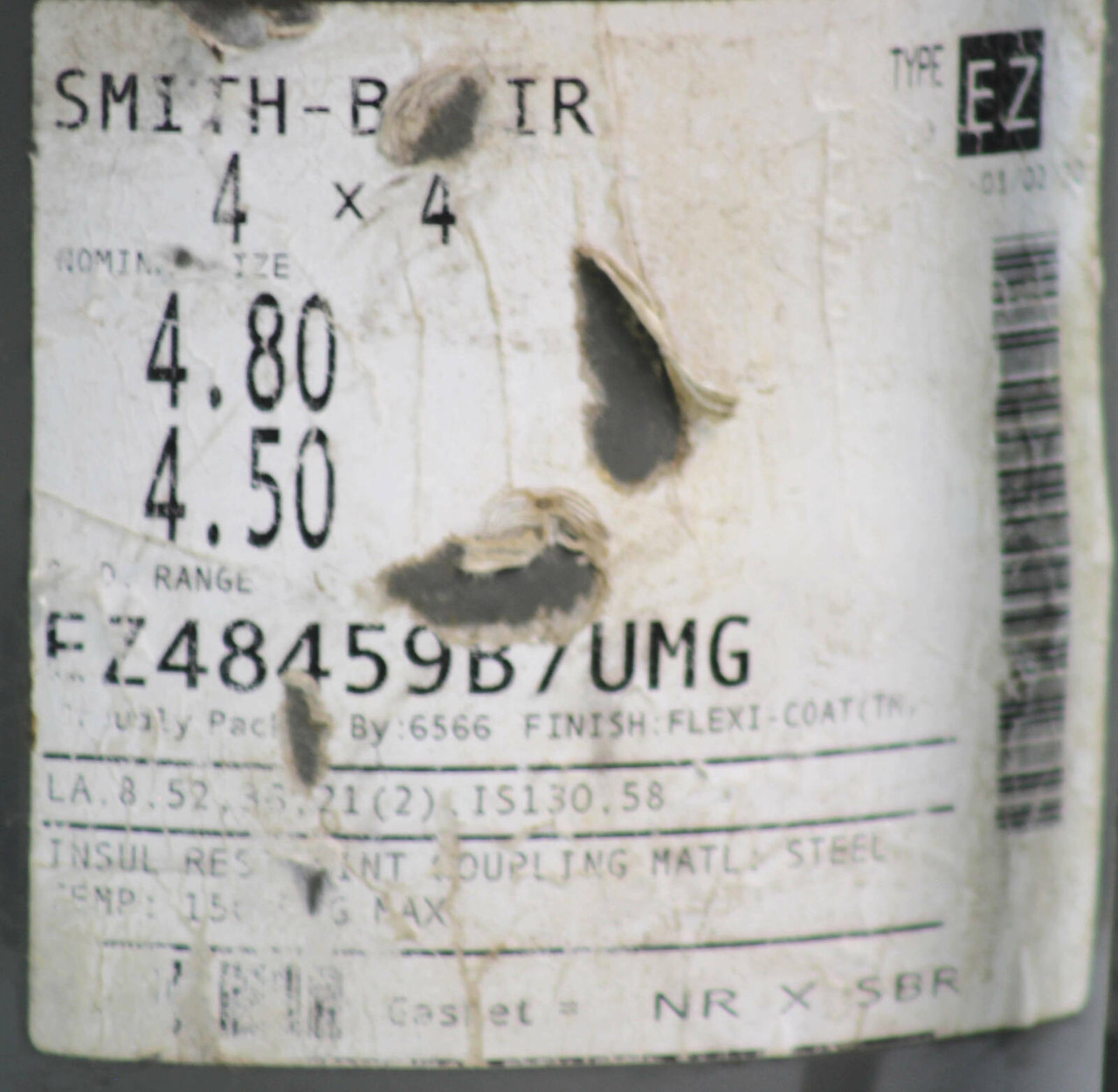 Smith-Blair EZ48459B7UMG 4 x 4 Insulated Restraint Coupling Nominal Size 4-1/2 - 4-4/5 Inch