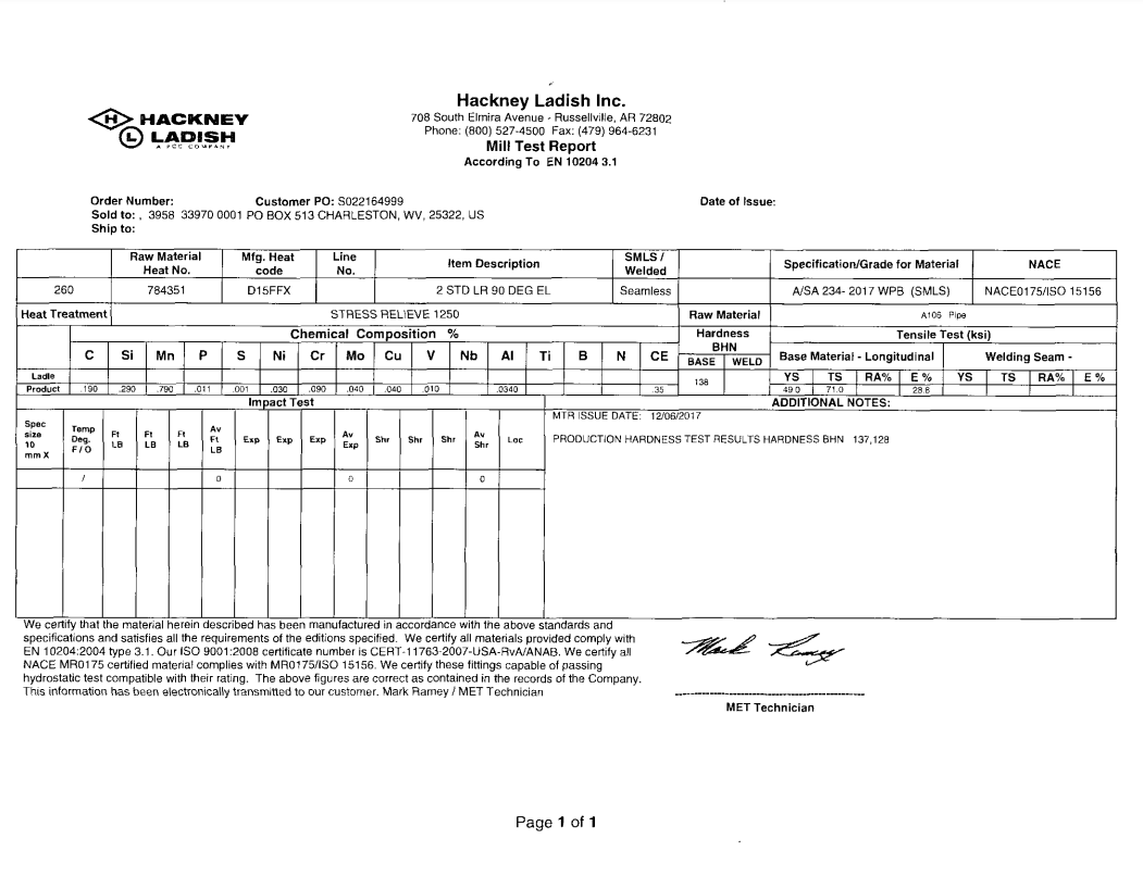 Hackney 2" Elbow Weld 90Â° STD WPB YAGI Pipe & Steel