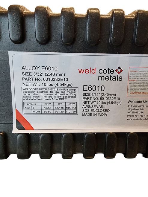 Weldcote Metals E6010 Welding Rods – 3/32", 10 lb Box