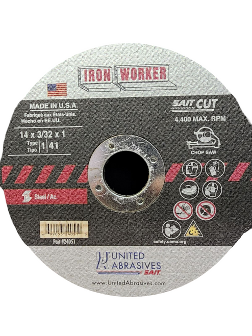 24051 Iron Worker Chop Saw Wheel – 14 In. x 3/32 In. x 1 In.