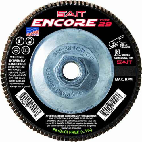 United Abrasives 79118 Encore Flap Disc 4-1/2 In. x 5/8-11 In. T29