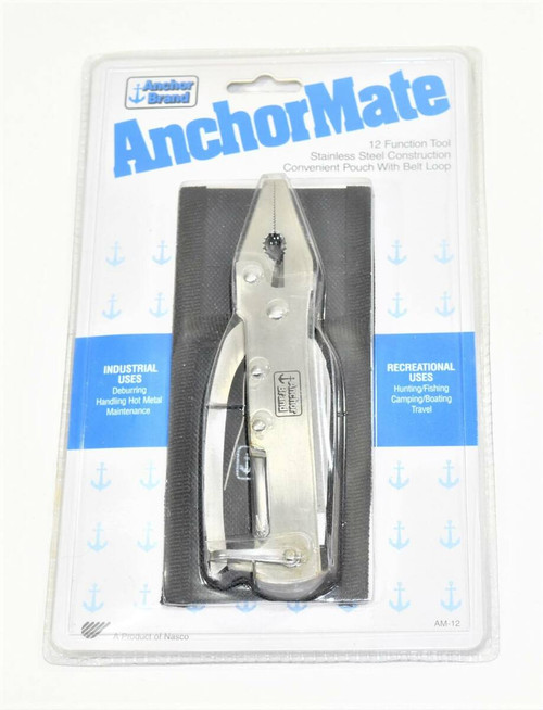 AnchorMate AM-12 12 Function Tool Stainless Steel Construction Convenient Pouch with Belt Loop