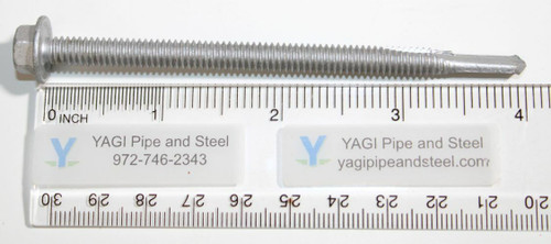 #12-24 X 4  Unslotted Hex Washer Self Drilling Screw #5 Full Thread