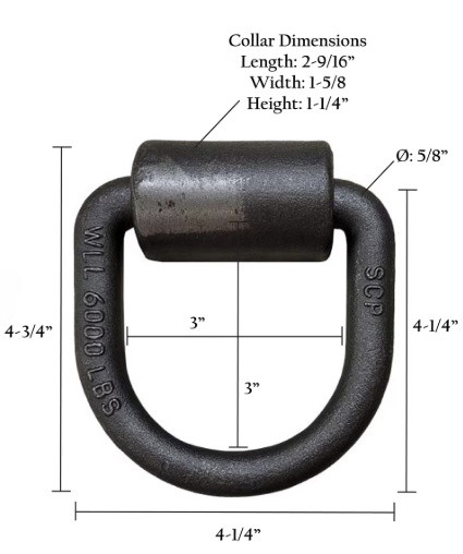 5/8 In. Weld-On Lashing Ring | Forged Steel | Mounting Bracket | DOT Compliant | 6,000 lb. WLL