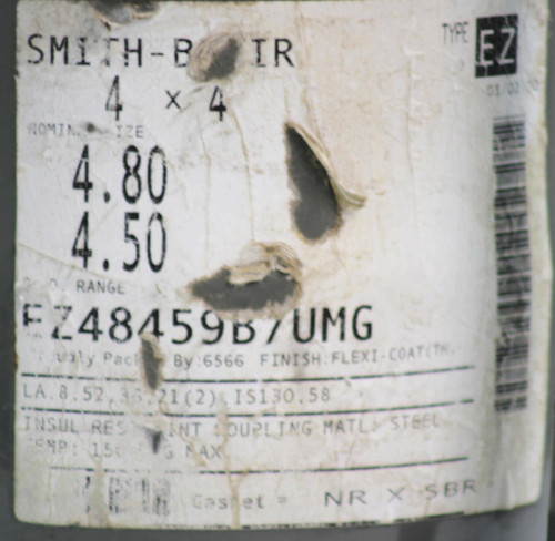 Smith-Blair EZ48459B7UMG 4 x 4 Insulated Restraint Coupling Nominal Size: 4-1/2 - 4-4/5 Inch