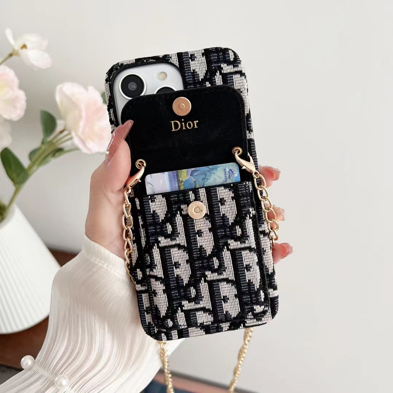 Dior iPhone 15 Pro Max 15 Plus Case Luxury Shoulder card monogram