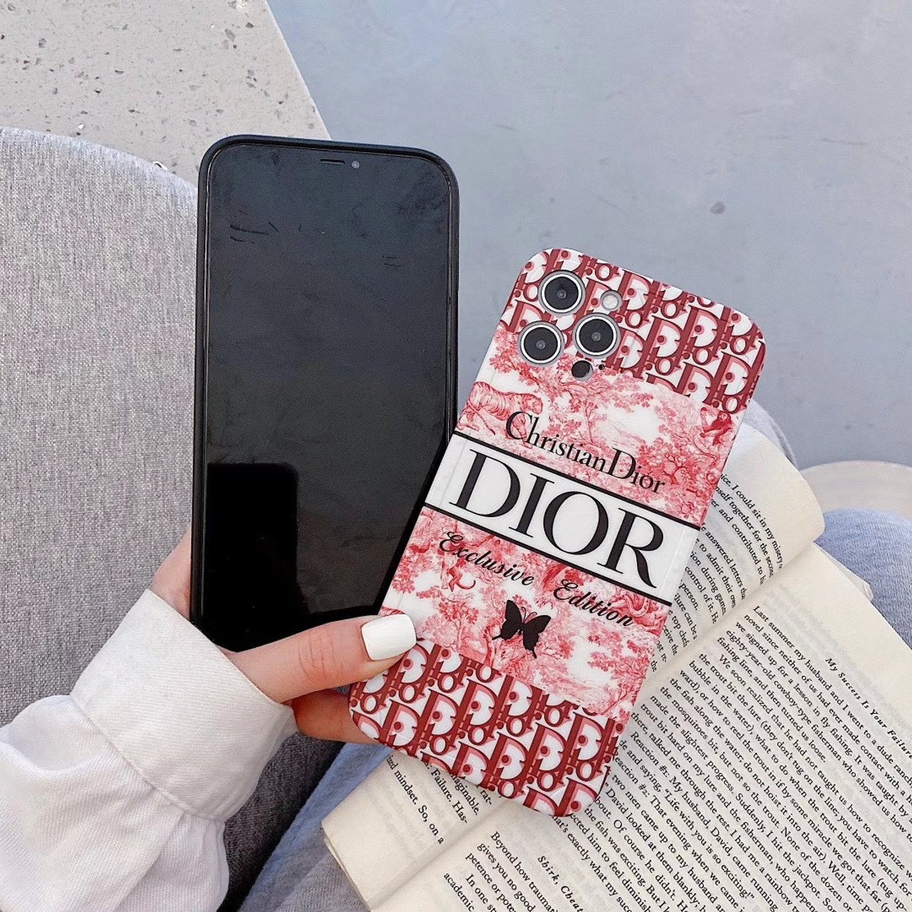 Dior iPhone 15 Pro Max 15 Plus Case Luxury Shoulder card monogram strap  girl fashion