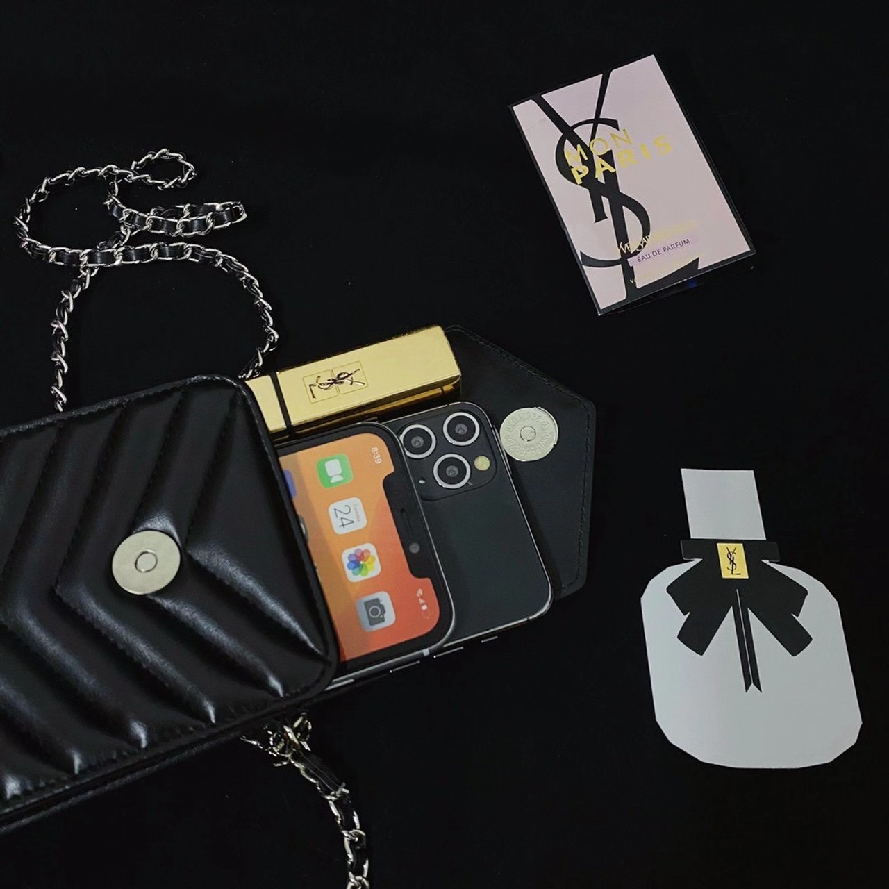 Ysl Yves Saint Laurent Wallet Bag Cover Case Apple Iphone 13 Pro Max Mini 12 11 X Xr Xs 7 8