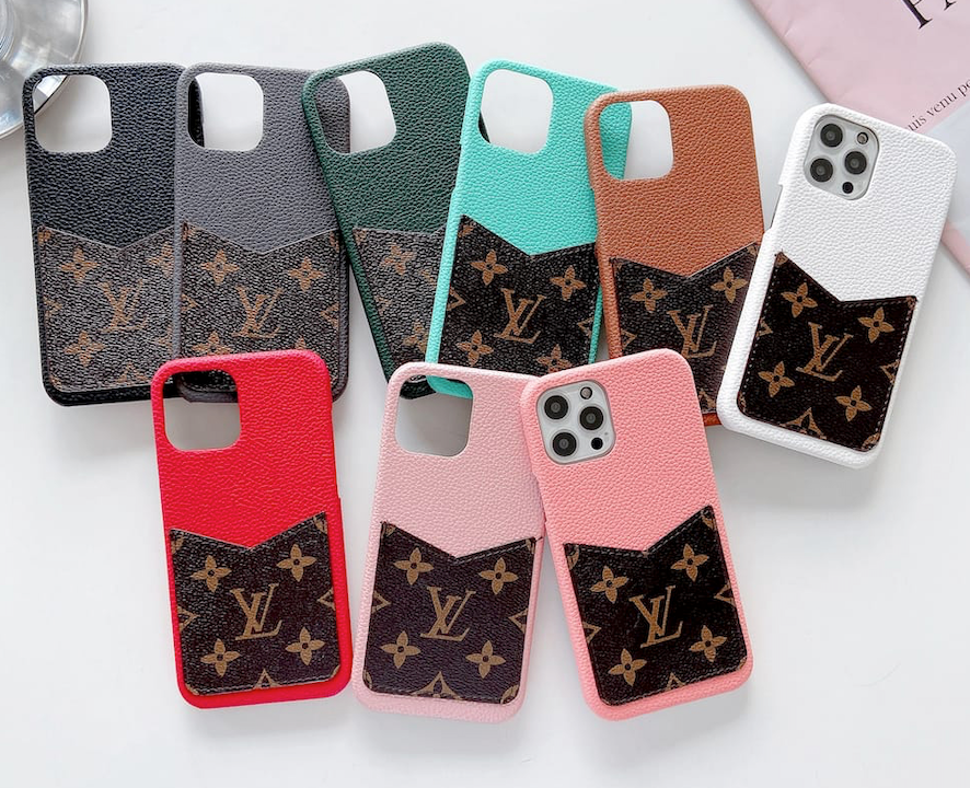 phone case with buttons Full-Grain Leather with Wallet Button Card Holder – Rimbmax