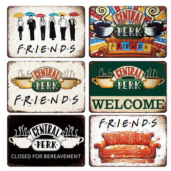 Central Perk Friends Series TV Retro Vintage Metal Plates Classic Signs Tin Poster Decorative Wall Stickers Deco Pub Bar Home Restaurant