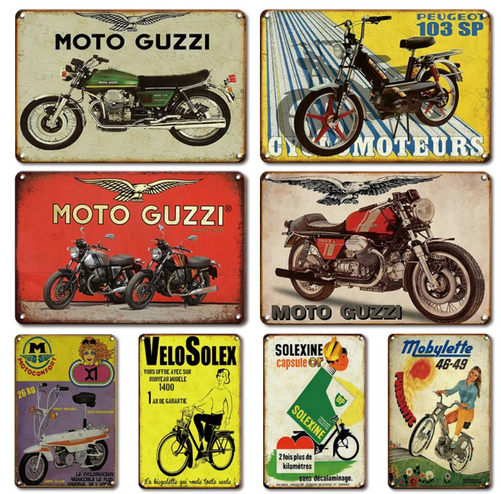 Moto Guzzi Mobylette Solex Service Garage Oil Car Vintage Metal Plates Classic Signs Tin Poster Decorative Wall Stickers Deco Pub Bar