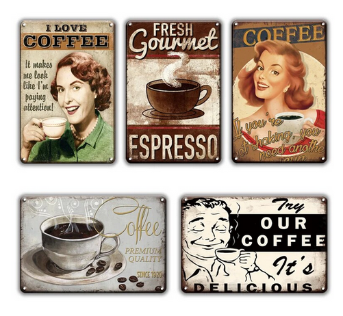 I LOVE COFFEE ESPRESSO CAFE Retro Vintage Metal Plates Classic Signs Tin Poster Decorative Wall Stickers Deco Pub Bar Home Restaurant