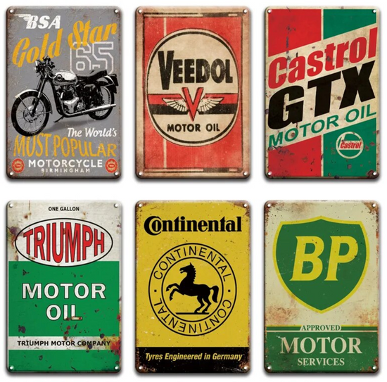 MOTORCYCLE MOTOR OIL CASTROL Retro Vintage Metal Plates Classic Signs Tin Poster Decorative Wall Stickers Deco Pub Bar Home Restaurant