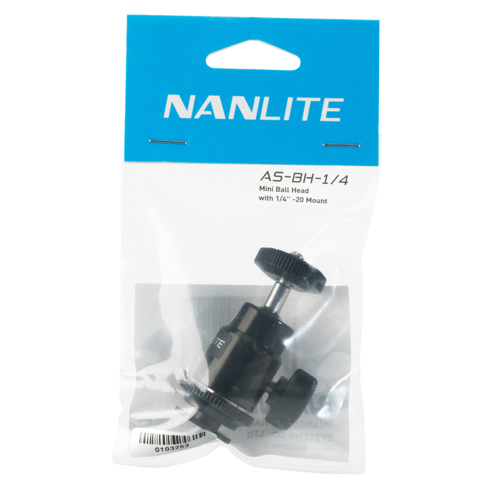 Nanlite Mini Ball Head with Hot Shoe Adapter and 1/4''-20 Mount