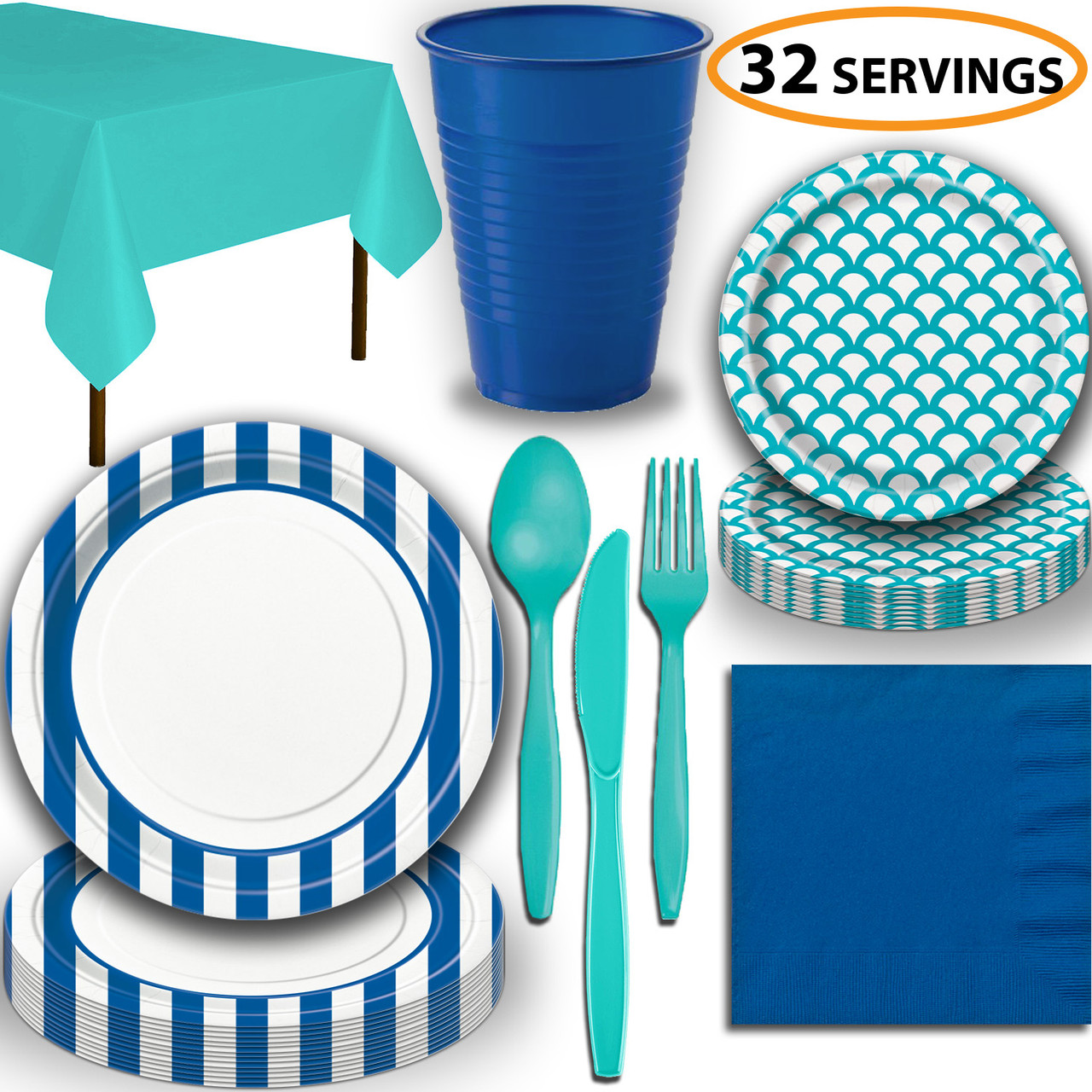 teal disposable plates