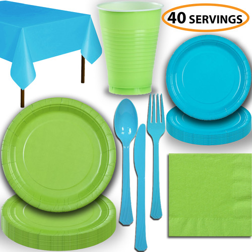 turquoise paper plates